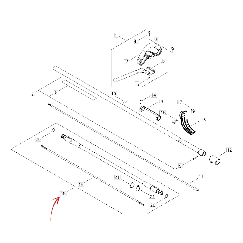 KOMPLETTES FLEXIBLE FÜR ECHO RM 3020T FREISCHNEIDER