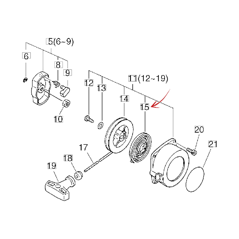 STARTING SPRING FOR ECHO BRUSH CUTTER SRM 301TESL-RM 3020T AND OTHER MODELS