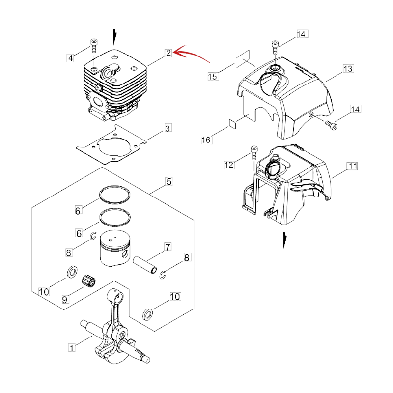 ZYLINDER OHNE KOLBEN FÜR ECHO DEHNSCHNEIDER CLS 520ES