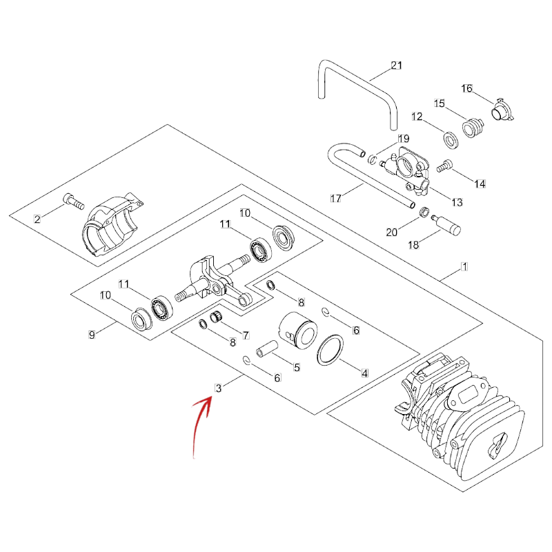 PISTONE COMPLETO MOTOSEGA ECHO CS 360-361-362