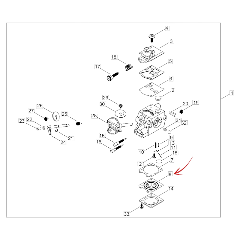MEMBRANE AVEC DISQUE CARBURATEUR ECHO CS 2511-CLS 520-SRM 420-PB 770-RM 510 ET AUTRES MODÈLES