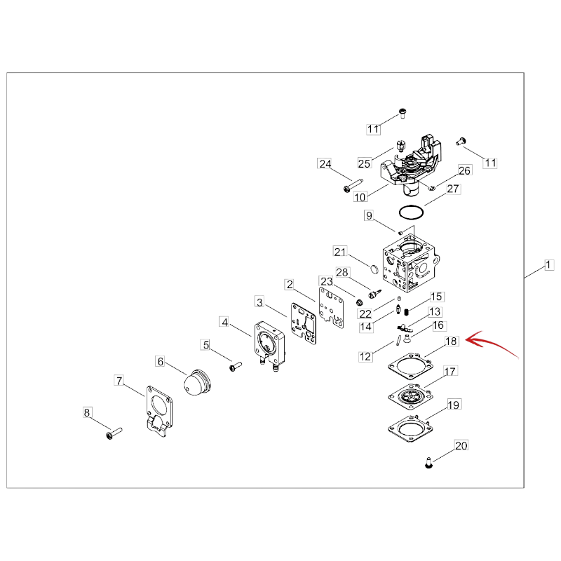 JOINT MEMBRANE AVEC DISQUE CARBURATEUR POUR DÉCEPSPULATEUR ECHO SRM 222ESL
