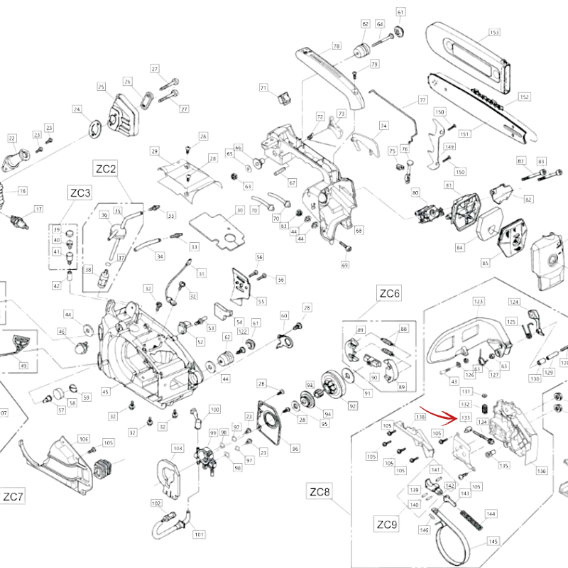 CHAIN TENSIONER PIN FOR BLUE BIRD CS 250 CHAINSAW