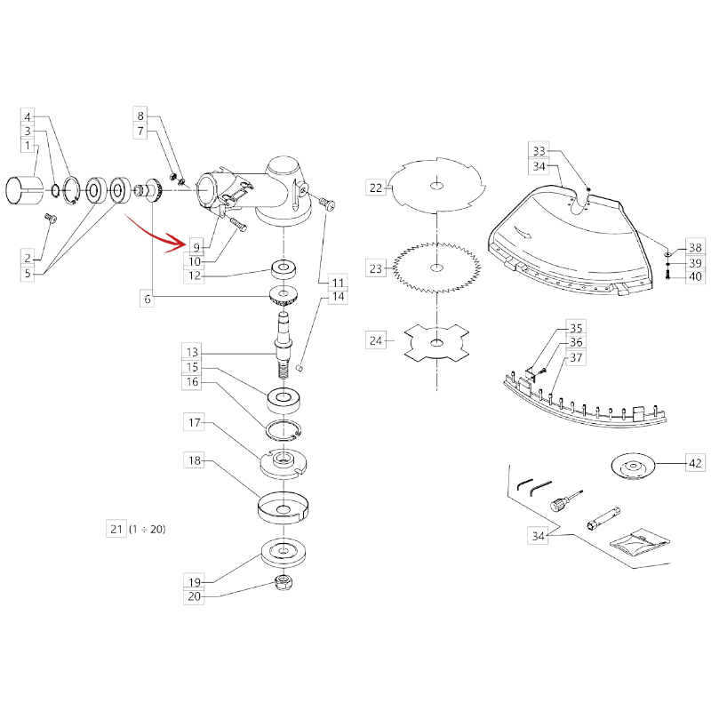 HOUSING FOR CONICAL GEAR DIAMETER 28 BLUE BIRD TRIMMER