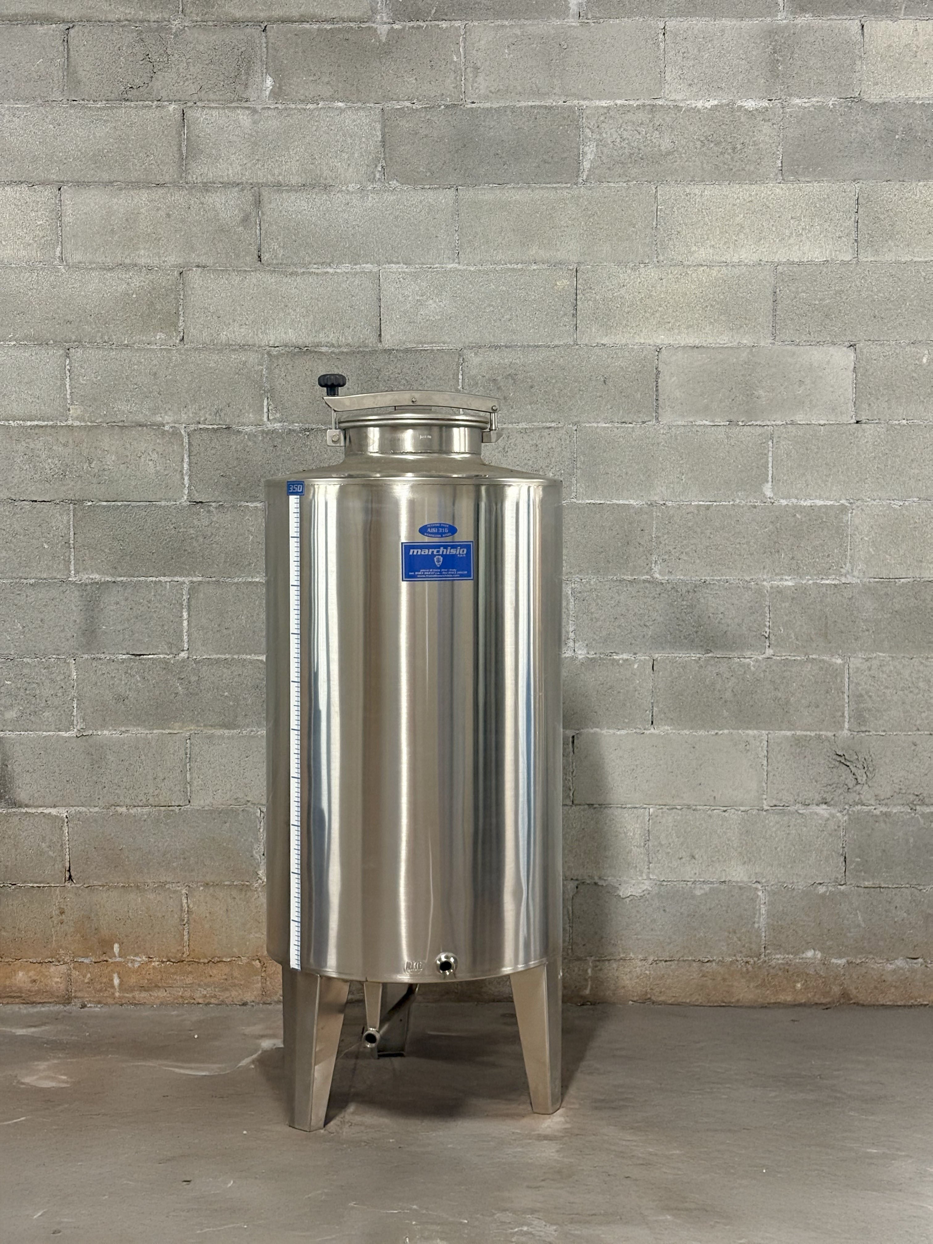 STAINLESS STEEL AISI 316 STORAGE TANK WITH CONICAL BOTTOM 350 LT - OUTLET13