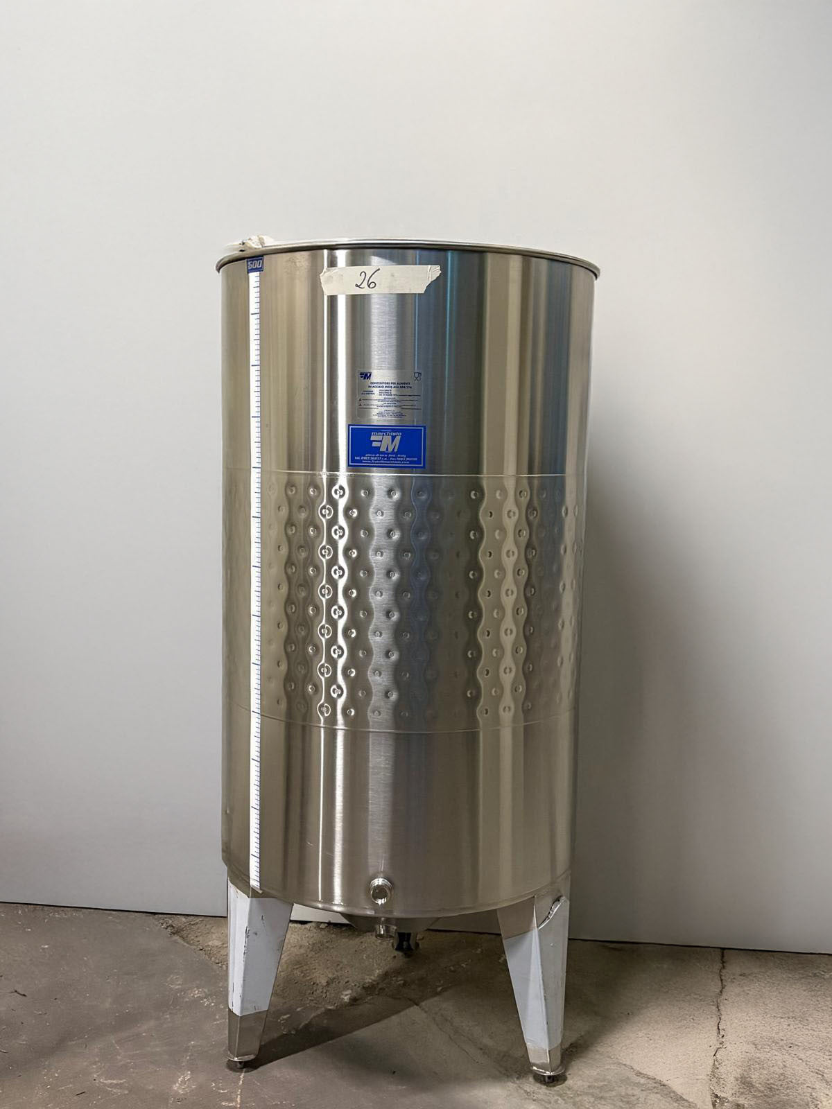 SERBATOIO INOX SEMPREPIENO AD ARIA CON FASCIA LT 600 FONDO BOMBATO CON PIEDI - OUTLET26