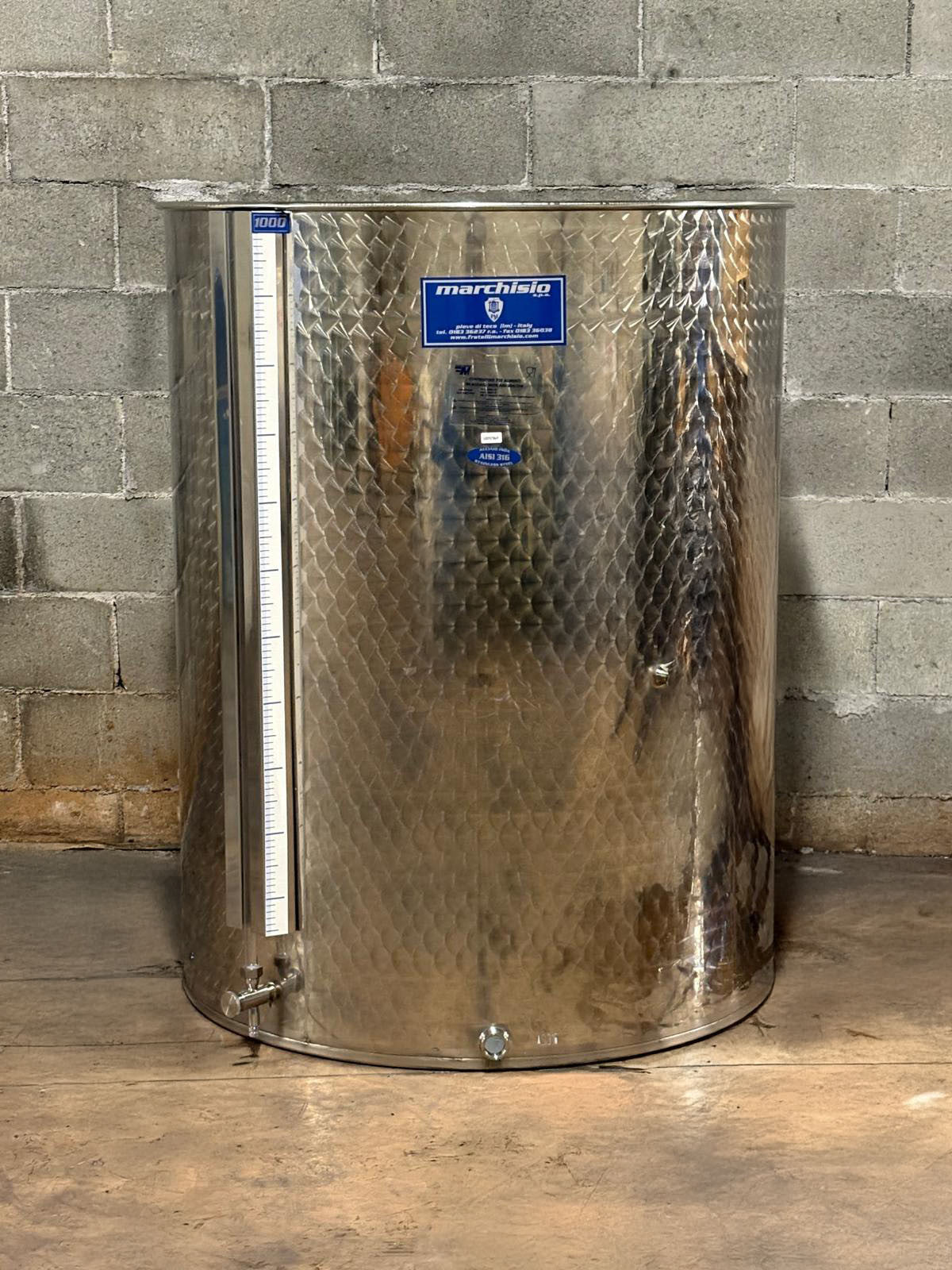 STAINLESS STEEL AIR TANK ALWAYS FULL FLAT BOTTOM 1000 LT - OUTLET100