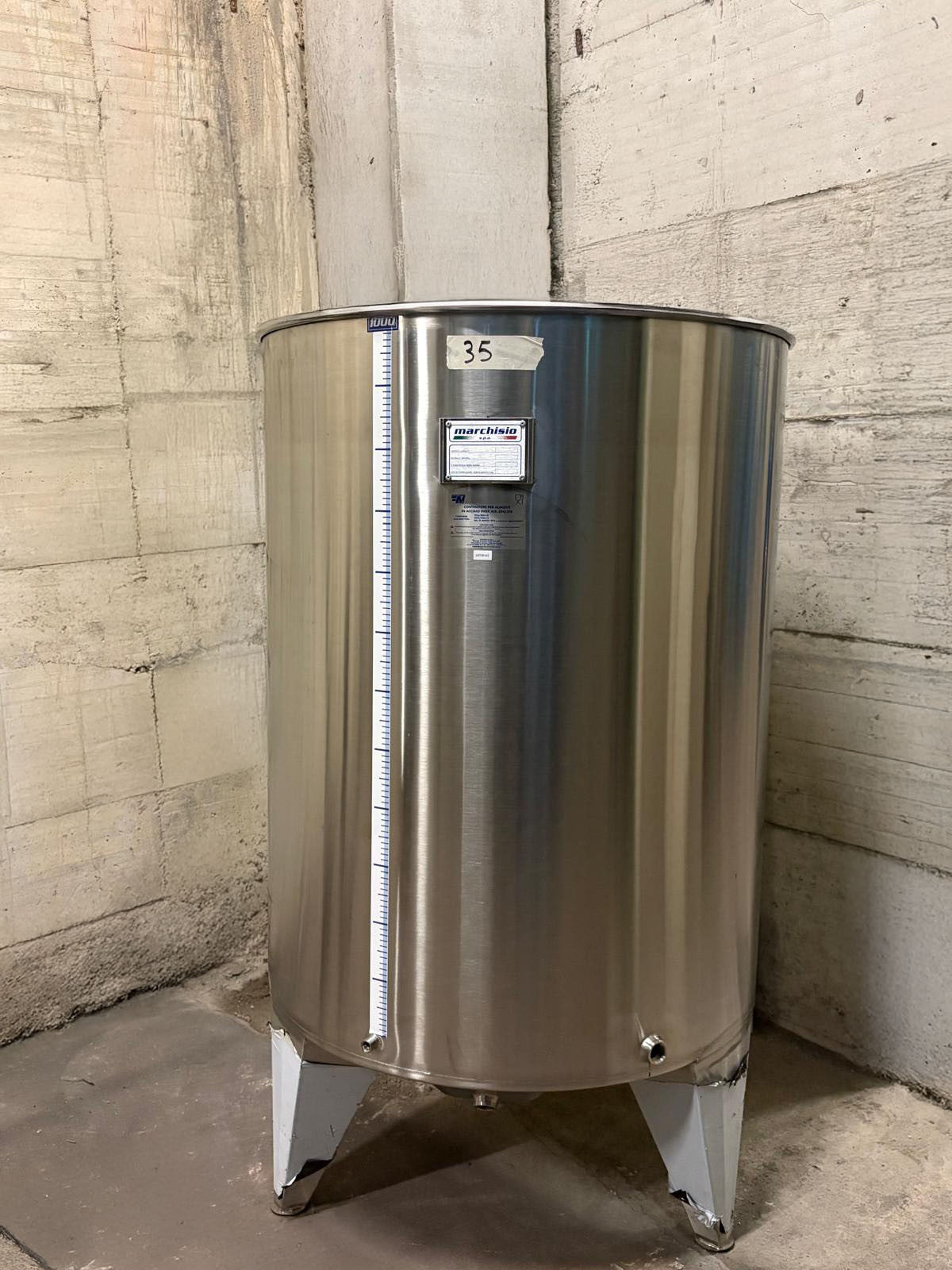 SERBATOIO INOX SEMPREPIENO AD ARIA LT 1000 FONDO BOMBATO CON PIEDI - OUTLET35
