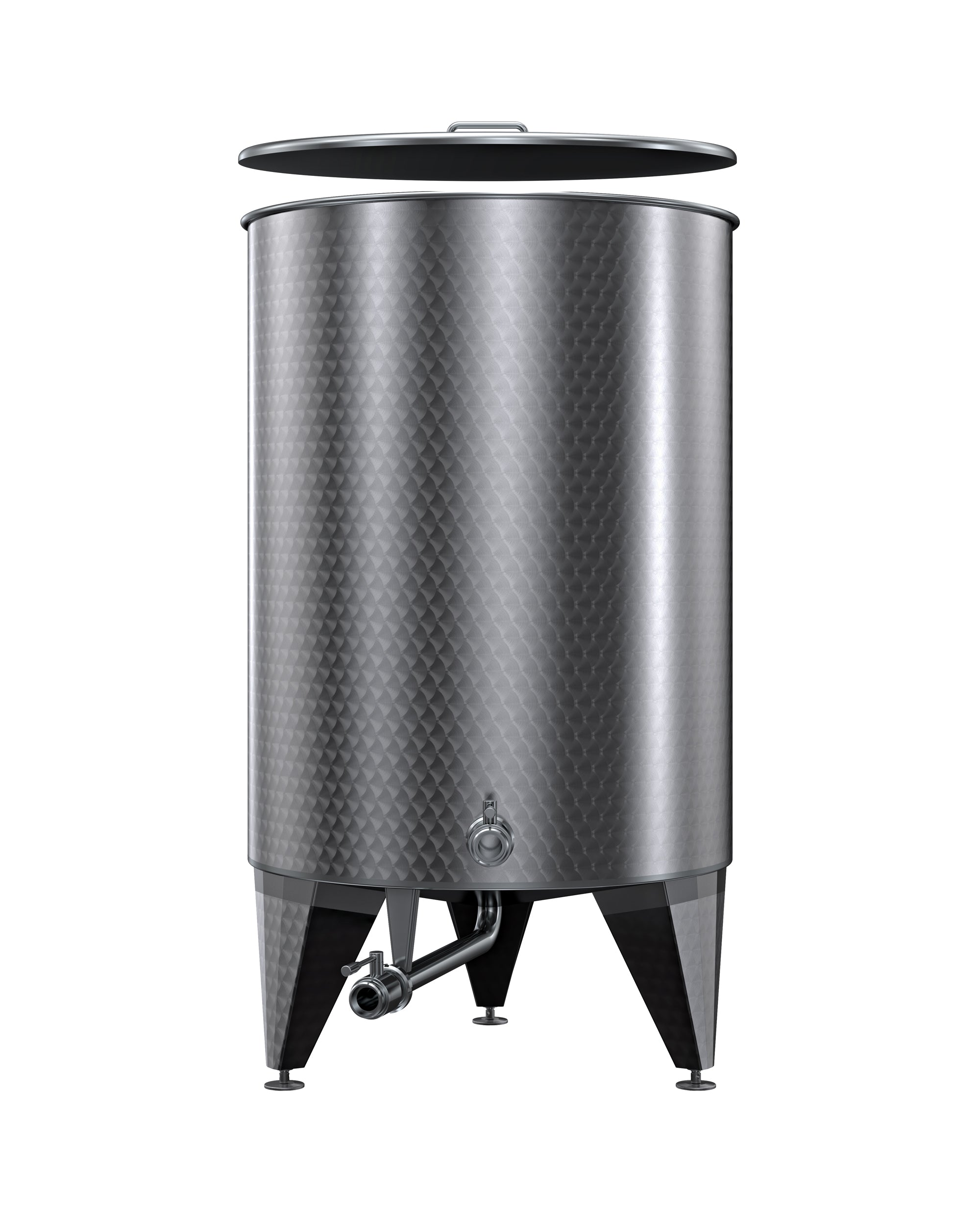 SERBATOIO INOX LT 250 CON COPERCHIO FONDO CONICO