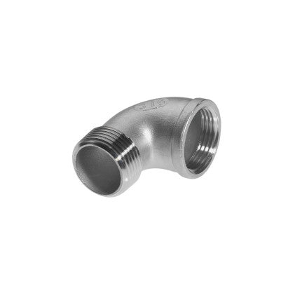 90° ELBOW INOX THREADED GAS MALE - FEMALE
