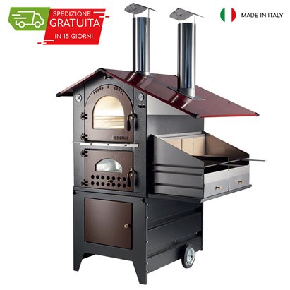 FORNO GEMIGNANI A LEGNA "G70" CON BARBECUE C/CARRELLO