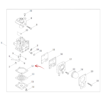 GASKET MEMBRANE WITH CARBURETOR DISK FOR ECHO PB 2520 AND OTHER MODELS