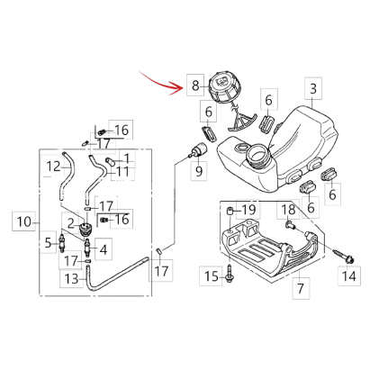 COMPLETE FUEL TANK CAP FOR BLUE BIRD BRUSH CUTTER HONDA GX50 ENGINE AND OTHER MODELS